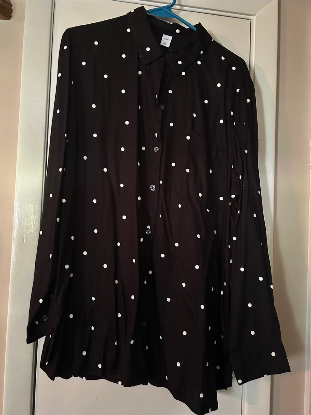 Old Navy Black Shirt with White Polka Dots